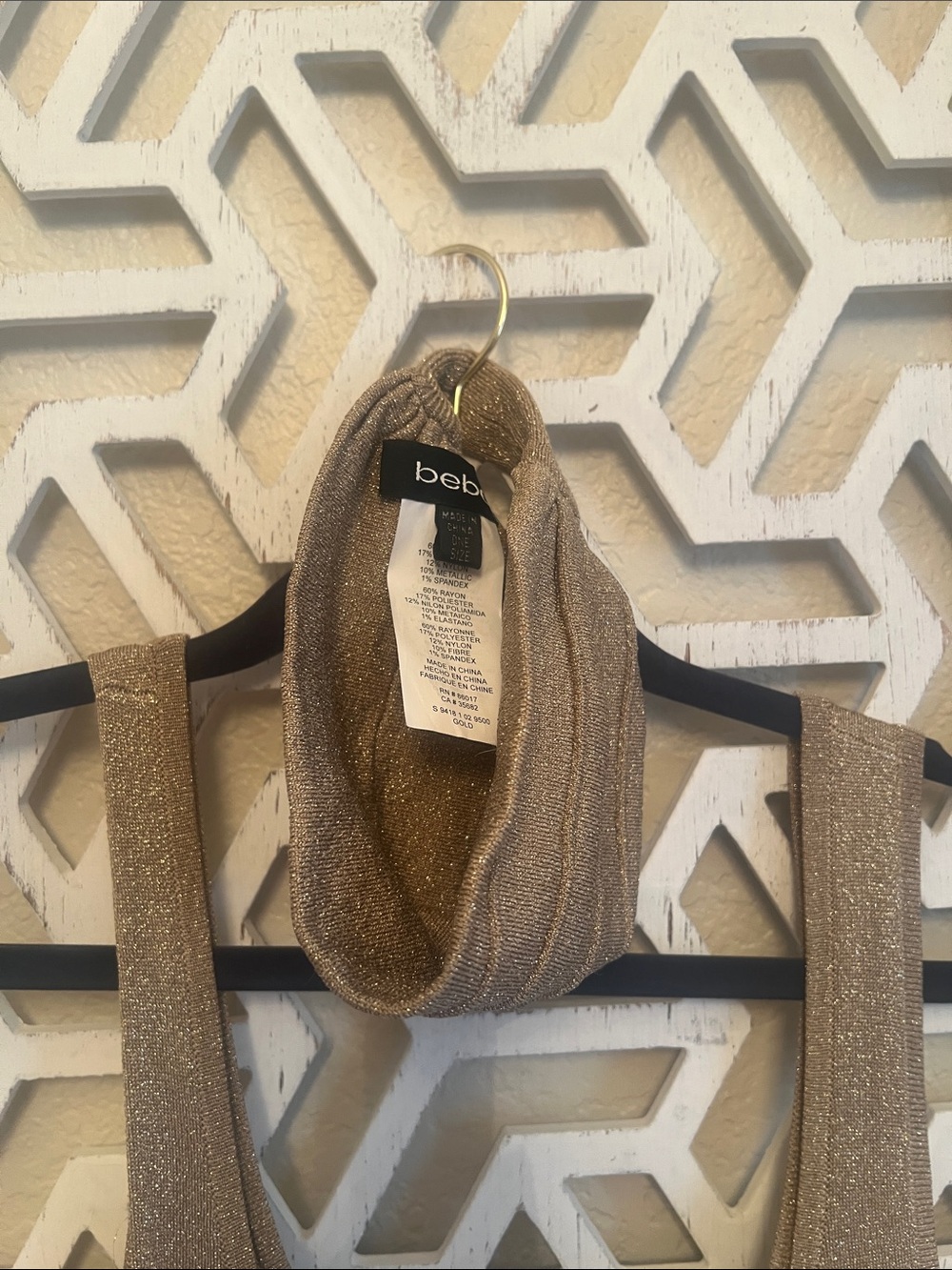 bebe Sparkle Knit Tank Mini Dress in Gold - Picture 3 of 5